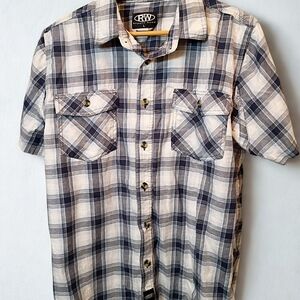 Rugged Wear Men's Short Sleeve Plaid Regular Fit Size Large